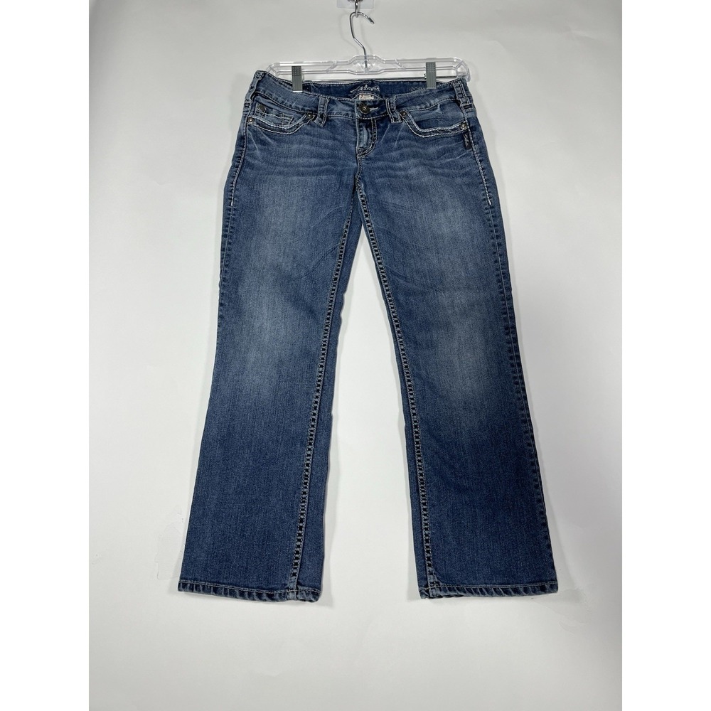 Silver Jeans Pants Womens 29 Blue Denim Cropped Light Wash Embroidered